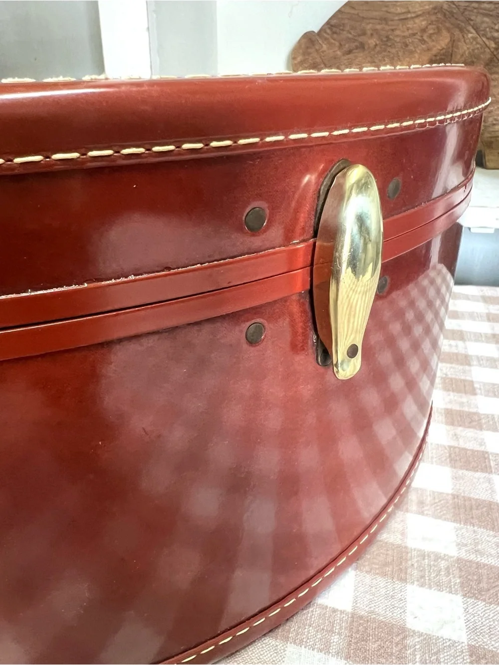 Vintage samsonite luggage traincase hat box suitcase brown retro grandma core